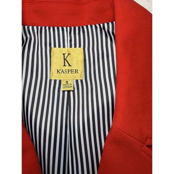 Kasper Red Blazer Women's Size 8 Button Front Lined Career Jacket - Picture 8 of 13